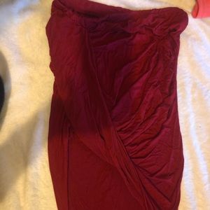 red long skirt *has a slit*